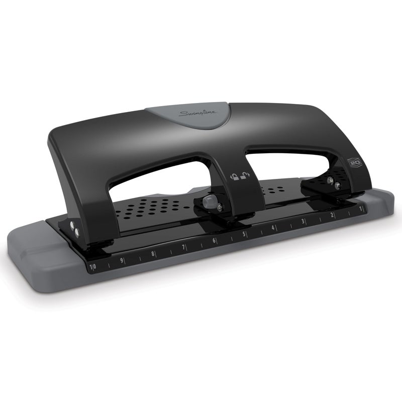 Swingline 3 Hole Punch, 20 Sheet Capacity Three Hole Puncher 3 Ring, Paper Punch, SmartTouch Low Effort, Black & Silver (74133) - Image 1